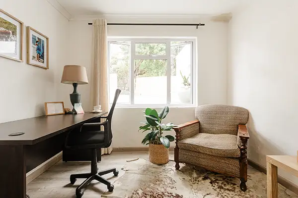 office desk and couch