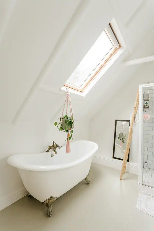 bathtub by a window