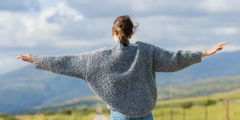 woman looking out